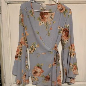 Pale blue floral blouse